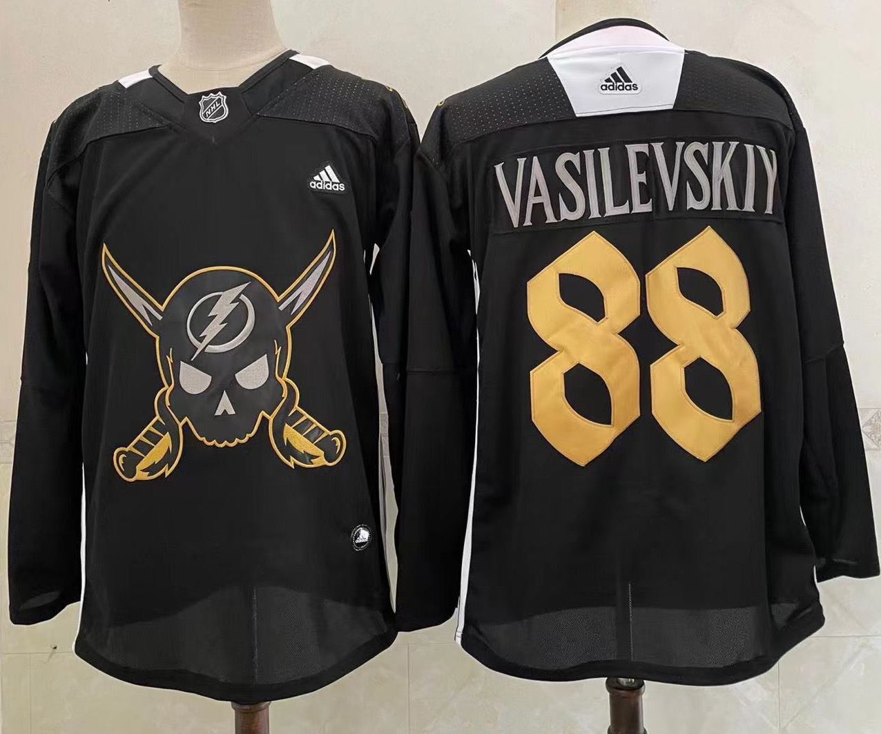 Men Tampa Bay Lightning #88 Vasilevskiy Black Classic Edition 2022 Adidas NHL Jersey
